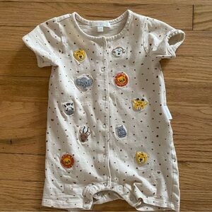 Safari animal shorts onesie